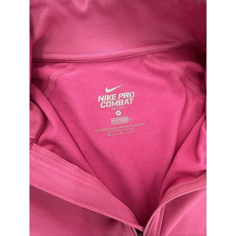 NIKE Combat Pink Fleece Medium Fitted DRI-Fit Quarter Zip